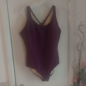 Penbrooke Purple Textured Tummy Control One Piece Bathing Suit Plus Sz 22W